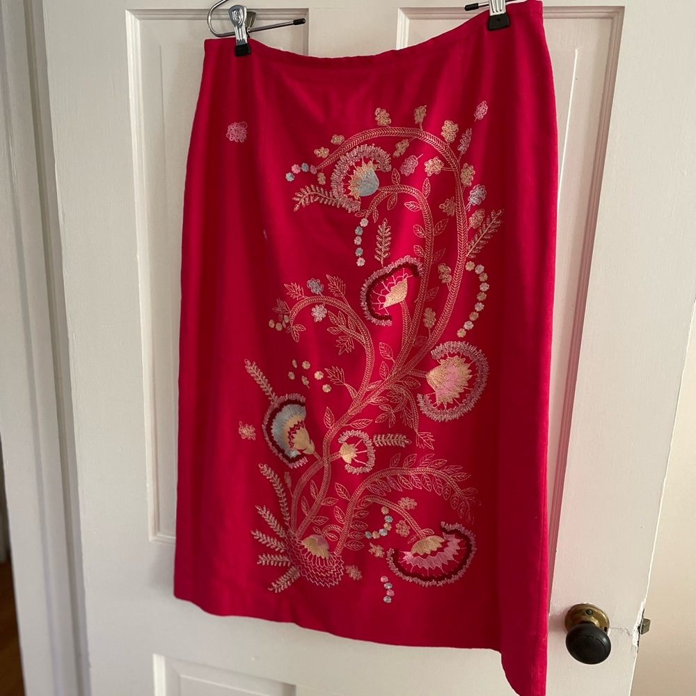 Embroidered calf length skirt